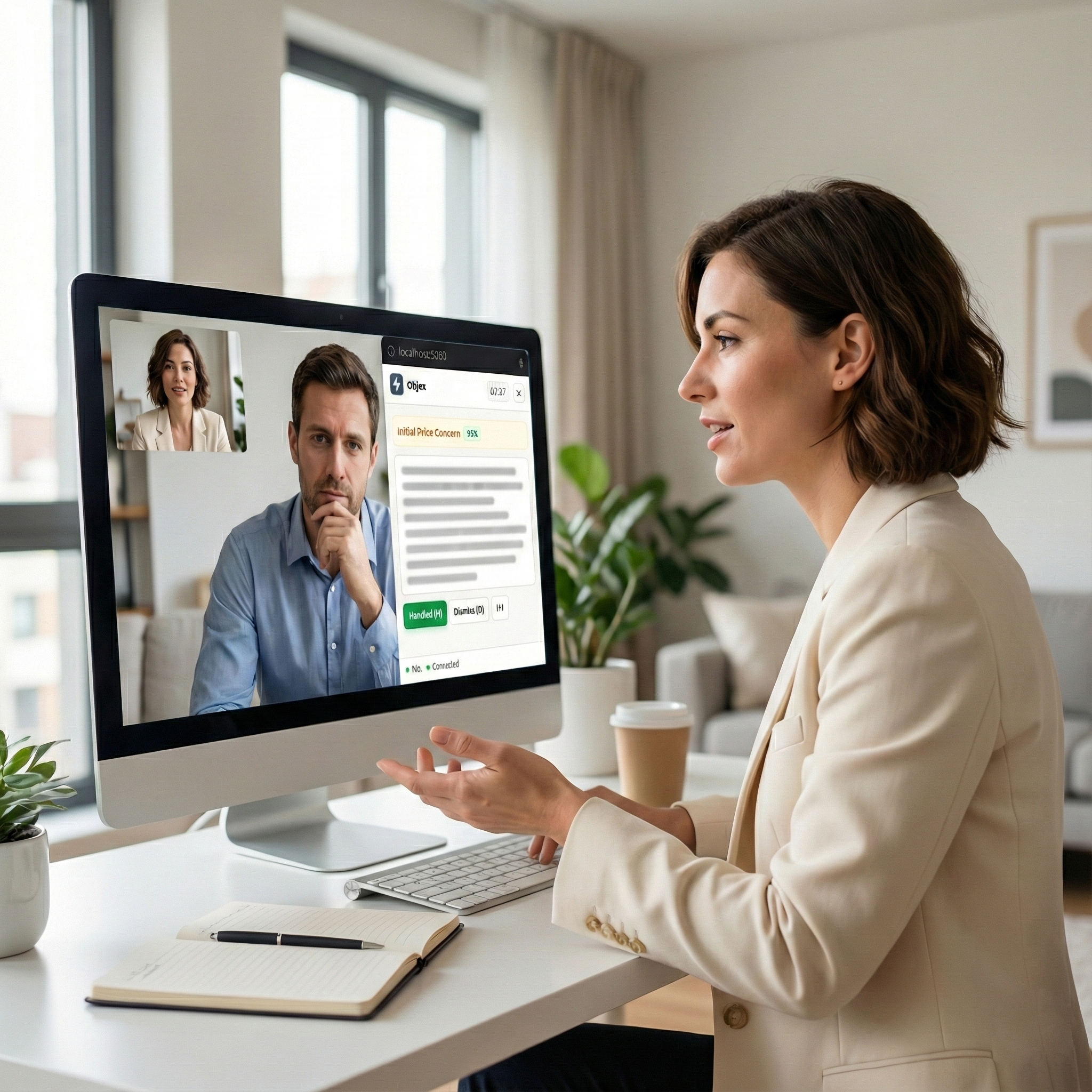 Objectionary dashboard showing live call with objection detection