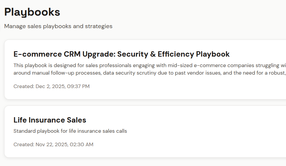 Playbook management interface